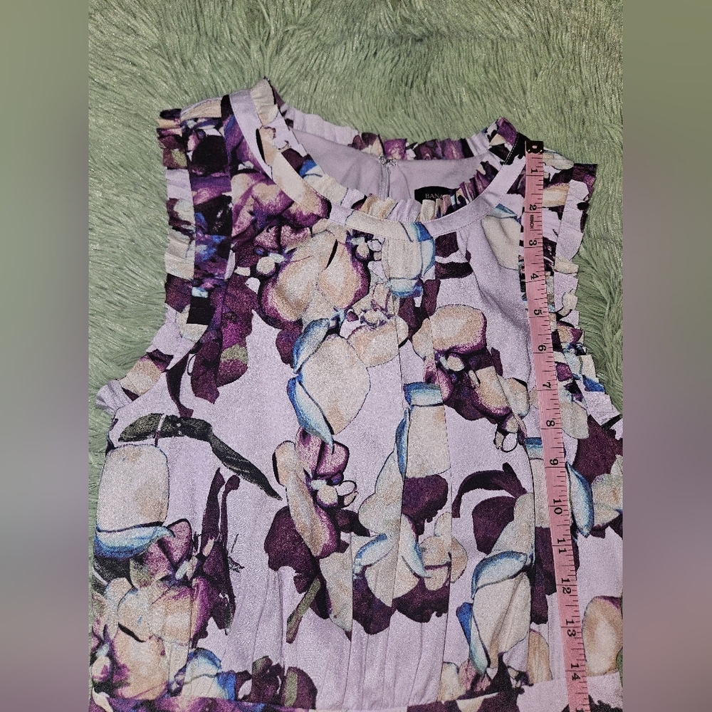 Banana Republic Floral Lilac Sleeveless Dress Size 0 - Picture 7 of 10